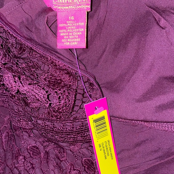 Lace Fit & Flare Dress retail $150 Miia Size 14 Burgundy Grape wine - Picture 10 of 15